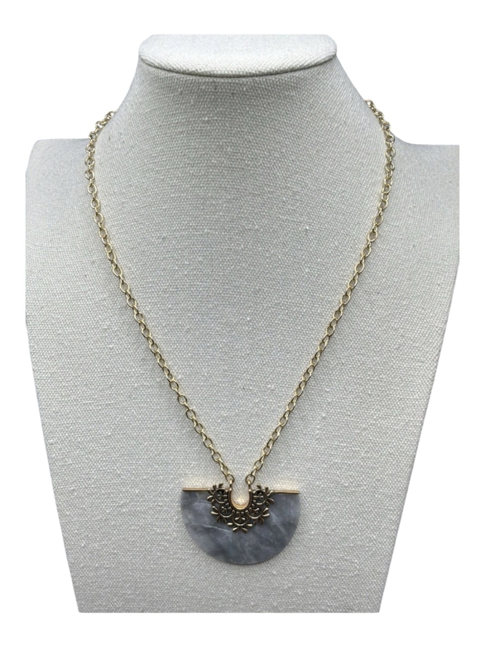 Barse Crescent Necklace- Eagle Eye Jasper-Bronze- NWT